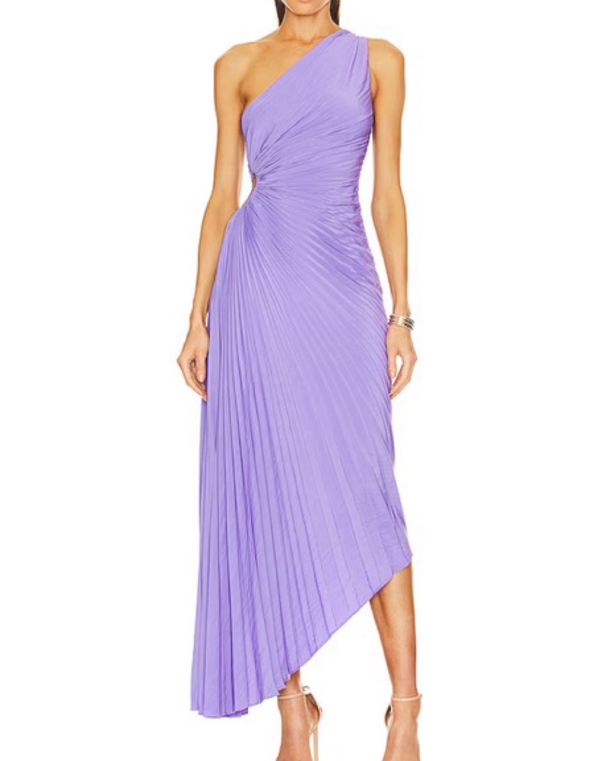 alc purple pleated dress A.L.C. Moira Pleated Maxi Dress in Purple