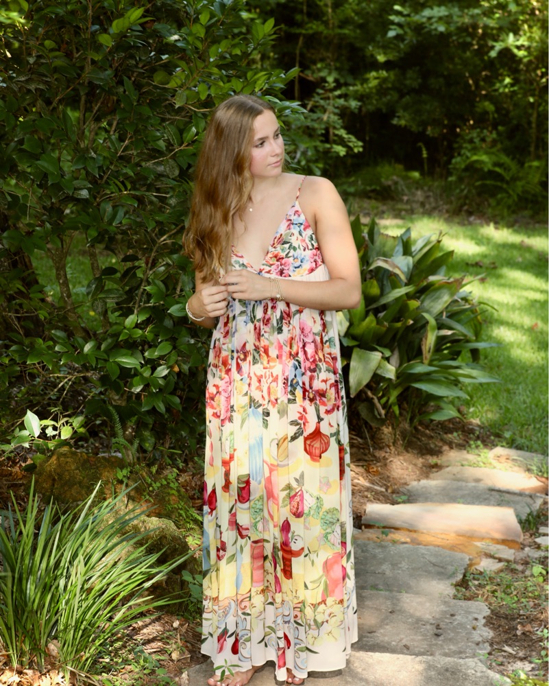 farm rio full garden pink maxi dress Delicate Forest Pink Maxi Dress