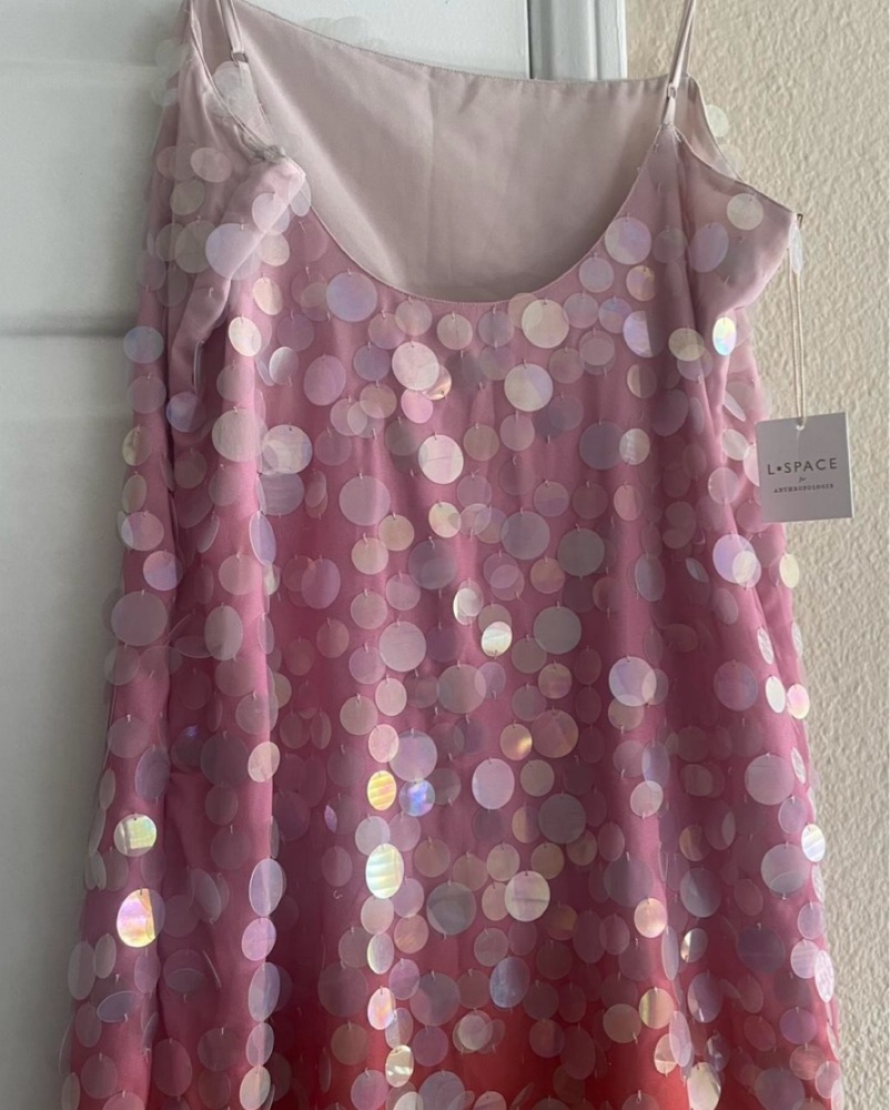 Iridescent Sequin Pink Ombre Mini Dress by Anthropologie - Pickle