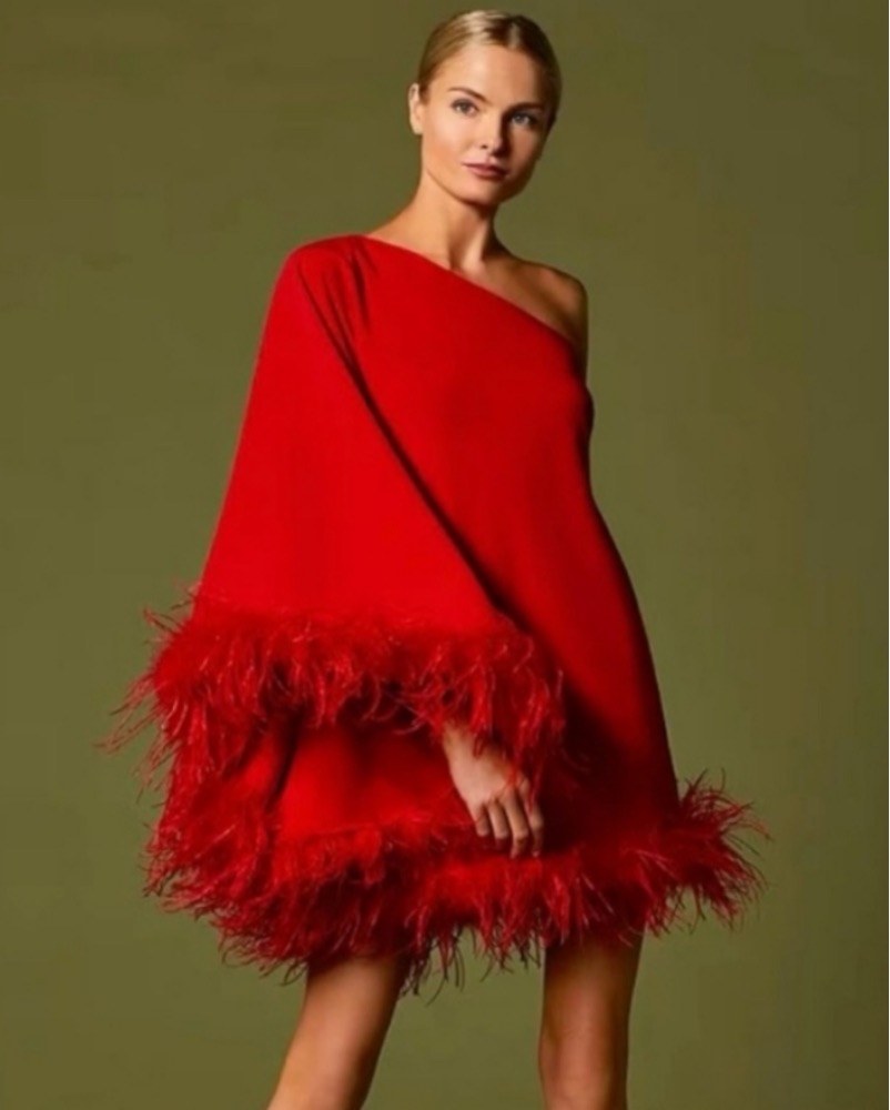 Antonio Melani Red Feathered Dress by Antonio Melani - Pickle