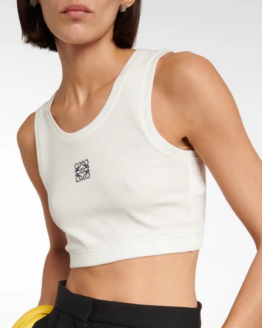 Loewe Anagram Crop White Tank Top by Loewe - Pickle