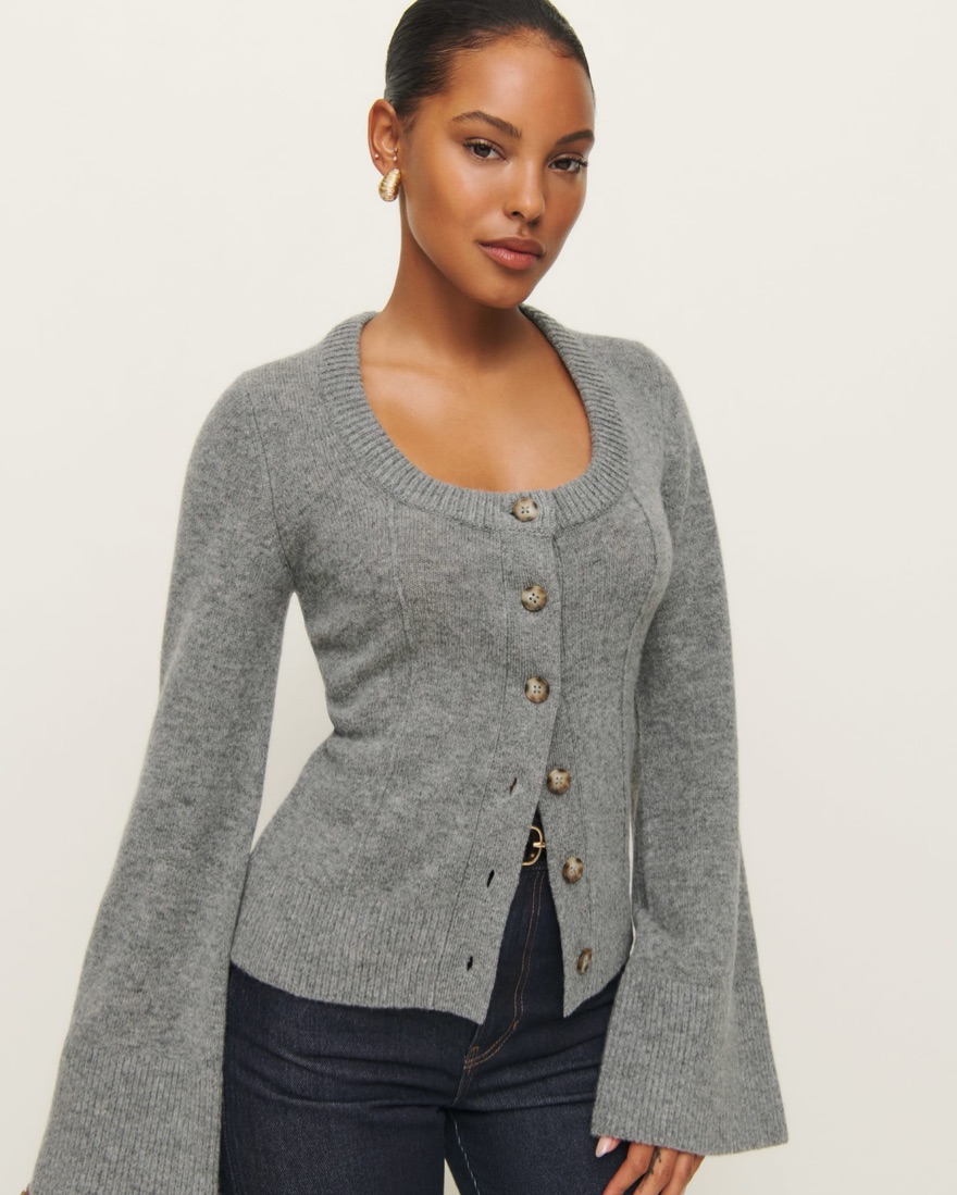 Reformation カシミヤ 100% カーディガン グレー Reformation Karina Cardigan by Reformation - Pickle