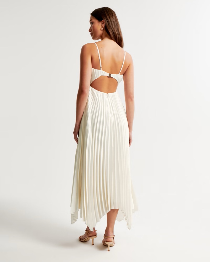 Giselle Clasp-Back Pleated Midi Dress by Abercrombie and Fitch