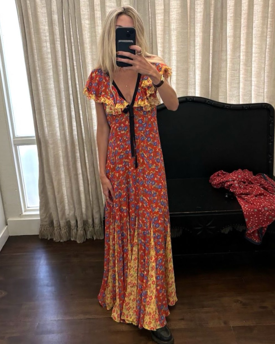 doen red floral dress Seraphina Dress - Rosso Lantana Floral