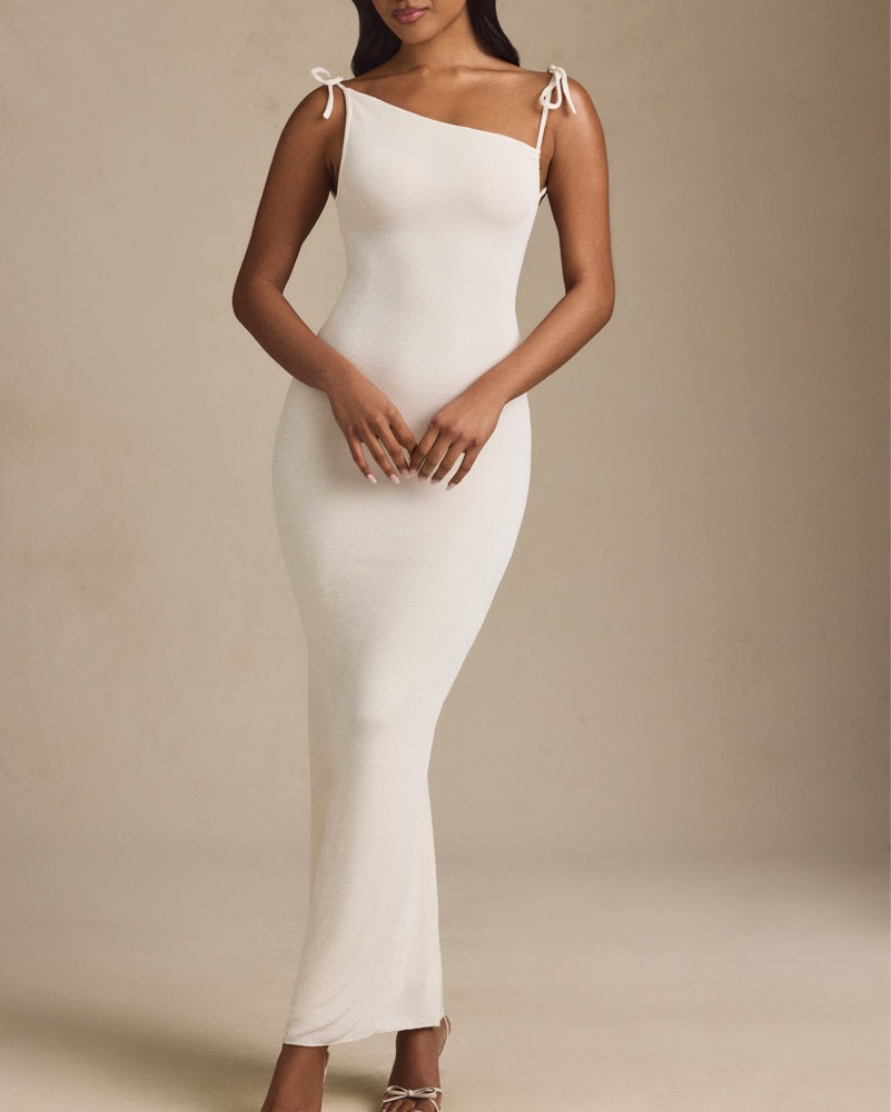 oh polly long white dress Oh Polly Regine open back maxi dress in ivory