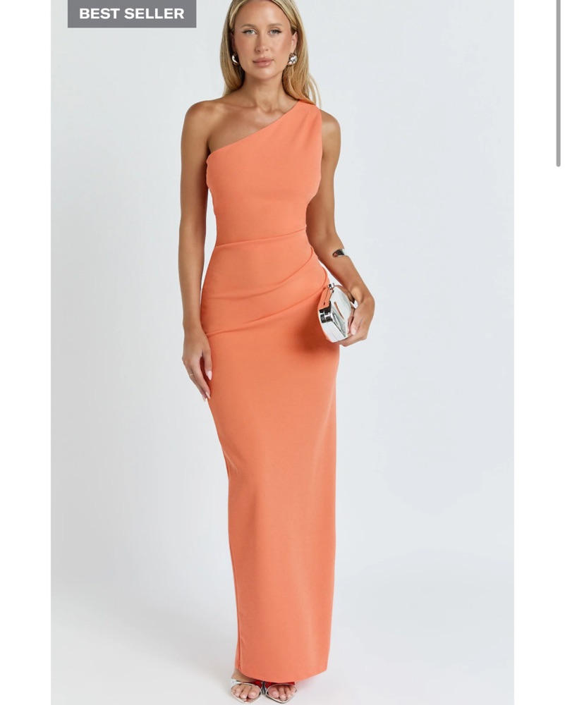 Criselda One Shoulder Orange Maxi Dress by Showpo - Pickle