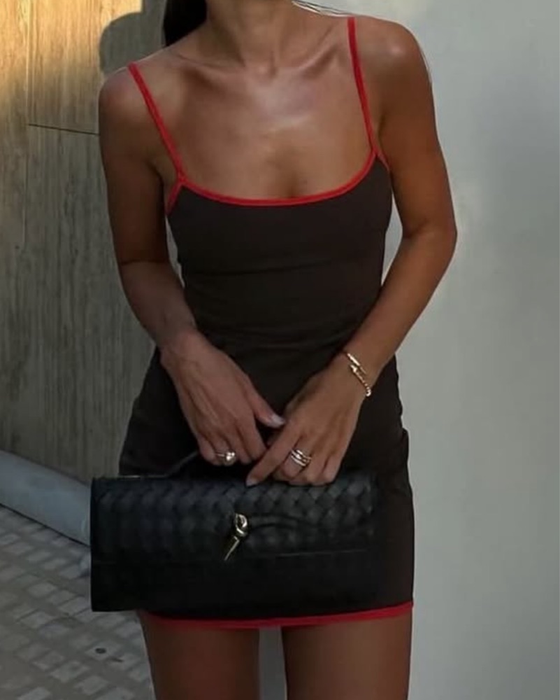Zara Brown And Red Mini Dress by Zara - Pickle