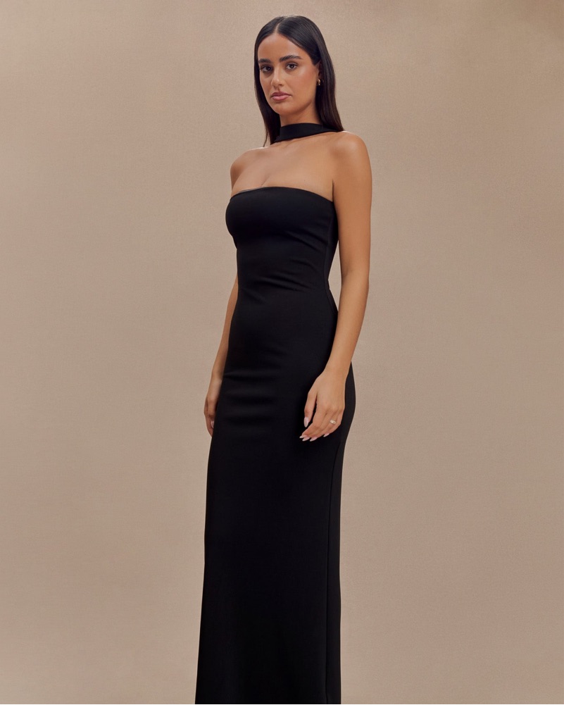 halter dress black mini Black Halter Draped Mini Dress - Cowl Neck main image 0