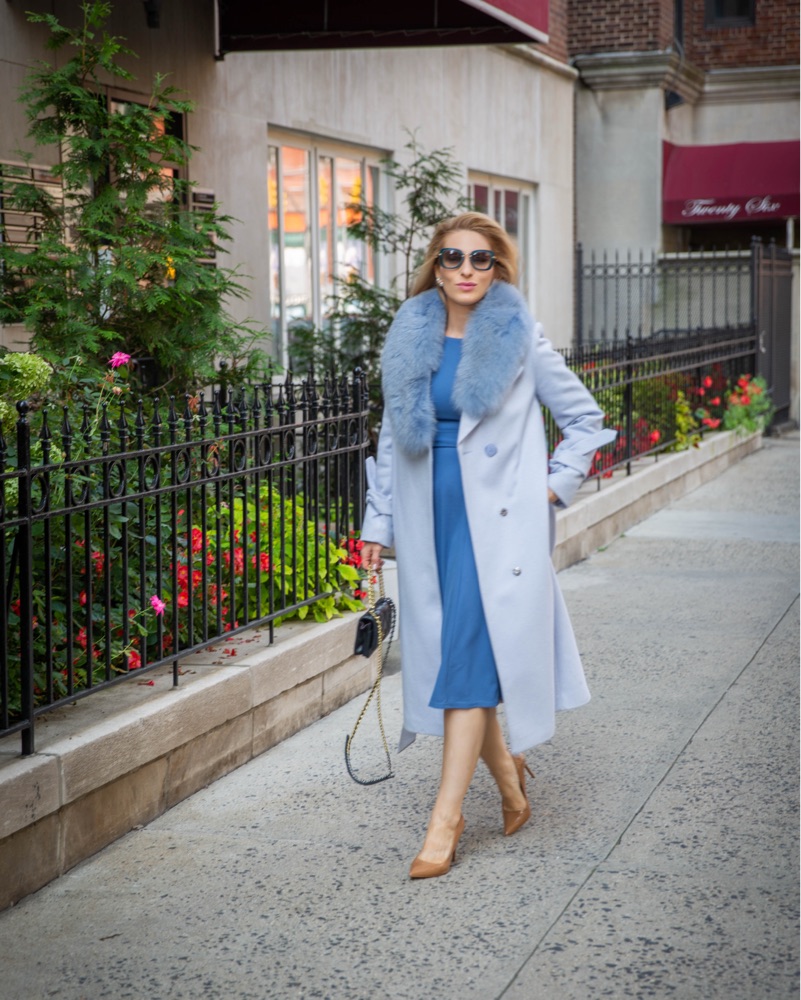RENT NOW! Coat Blue, Arctic Fox Collar by Other - Pickle