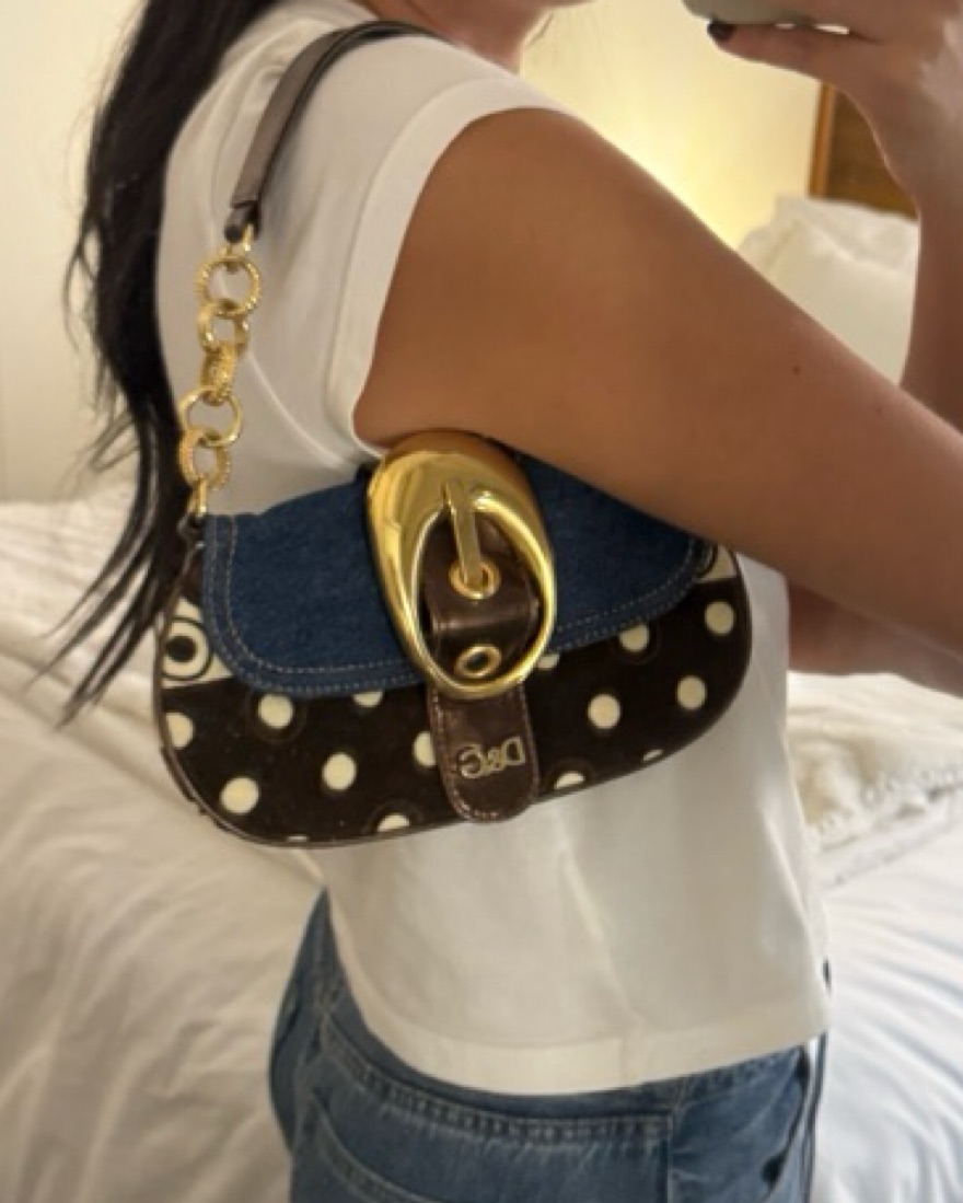 D&G Vintage Brown And Denim Shoulder Bag by Dolce + Gabbana - Pickle