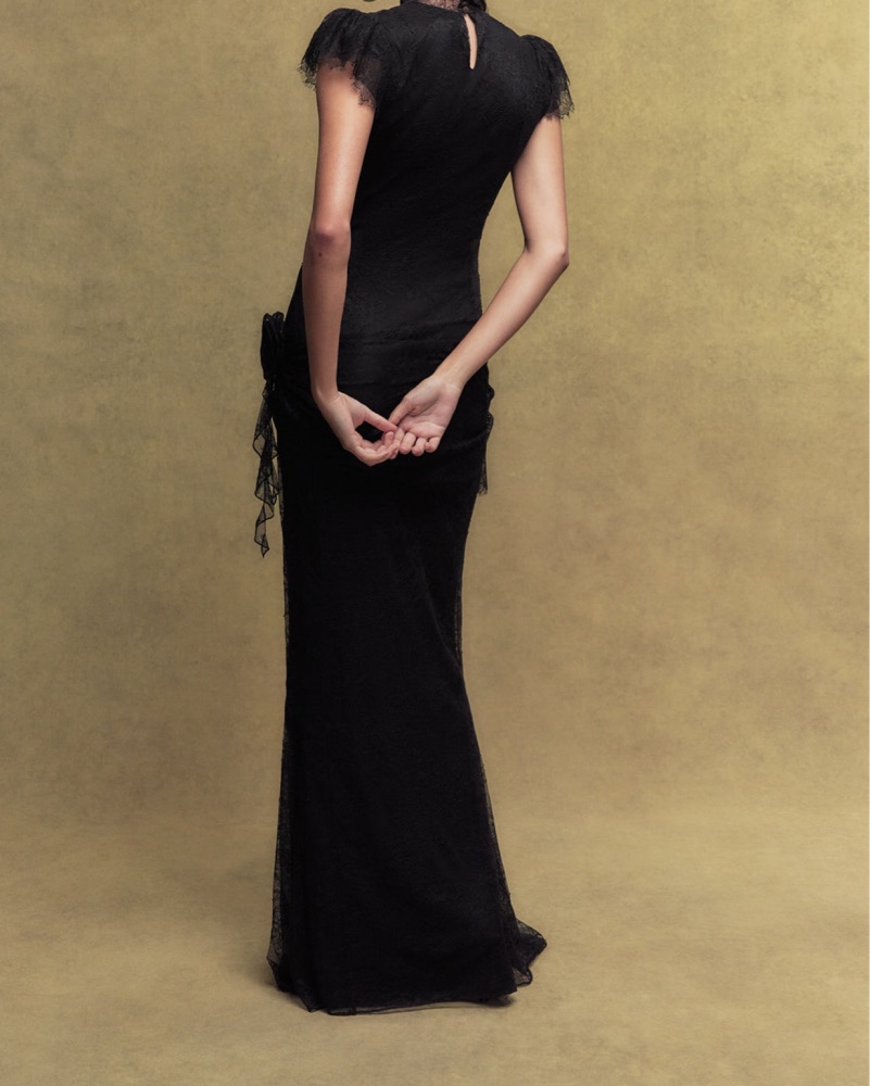 venus lace up ruffle maxi dress Secret Rendezvous Layered Ruffle Maxi Dress Rust