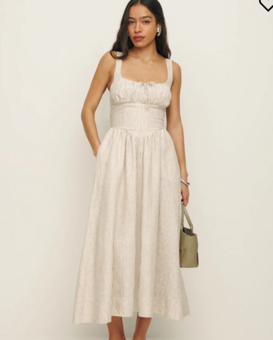 Reformation Balia Linen Midi Dress | Pickle