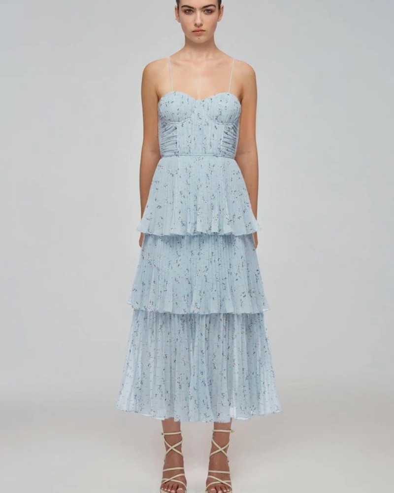 self portrait tiered floral lace printed dress Brushed Cotton Flannel Dressing Gown | Bonsoir of London main image 1