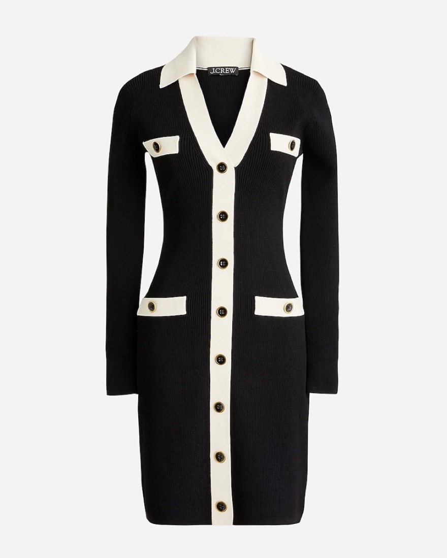 J Crew Contrast Trim Sweater Dress by J Crew - Pickle