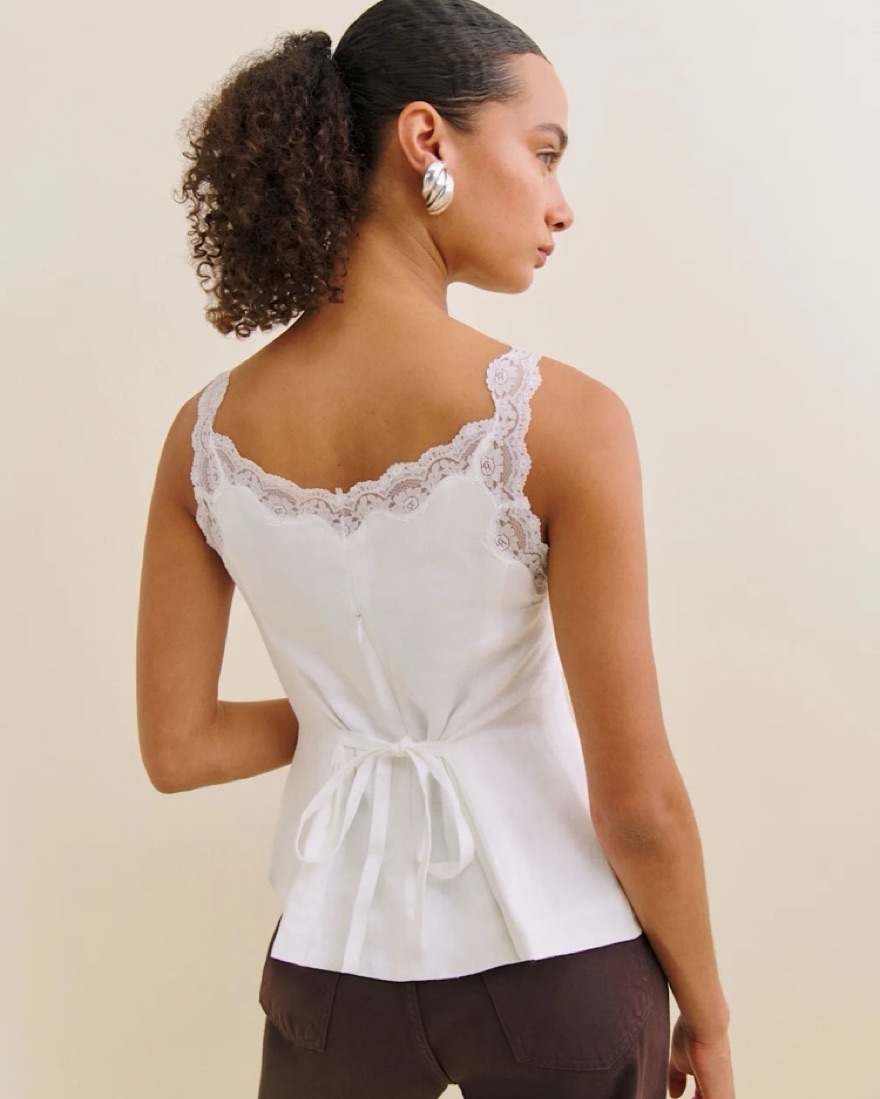 Reformation Josefina Linen Top by Reformation - Pickle