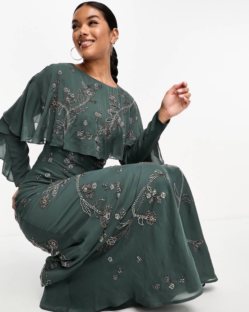 Asos Floral Embroidered Green Maxi Dress by ASOS - Pickle