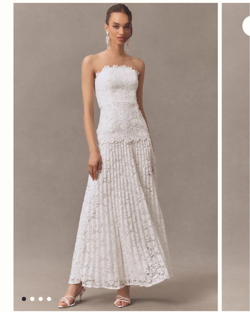 milly strapless pleated crepe midi dress Milly Women's Dolores Floral-Embroidered Lace Cocktail Dress - Light Blue