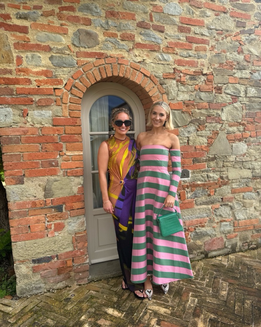 strapless open back dress Pink Striped Midi Dress by THML main image 0