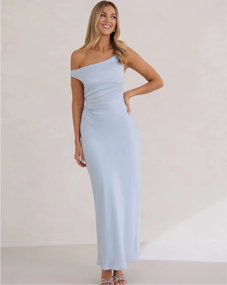 leopard dress blue Sky Blue Off The Shoulder Ankle Length Simple Bridesmaid Dress – TANYA  BRIDAL