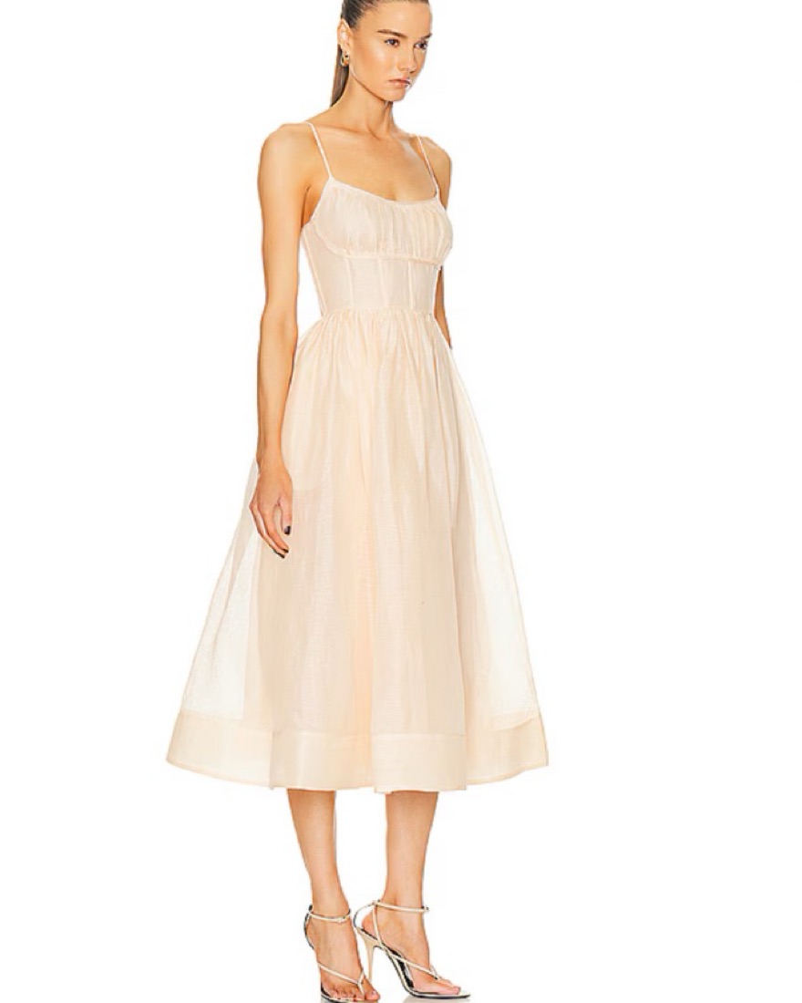 natura ruched midi dress Zimmermann Natura ruched linen and silk midi dress Zimmermann