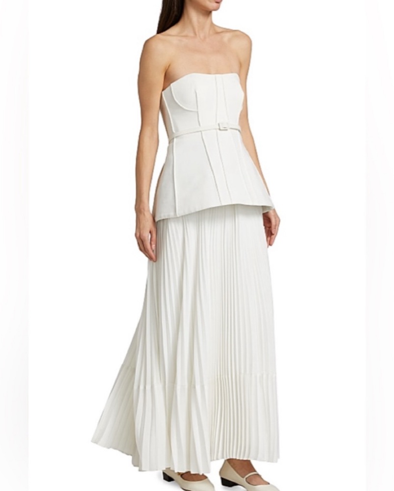 jonathan simkhai white maxi dress NWT Jonathan SIMKHAI Jessica Ruched Maxi Dress White Medium