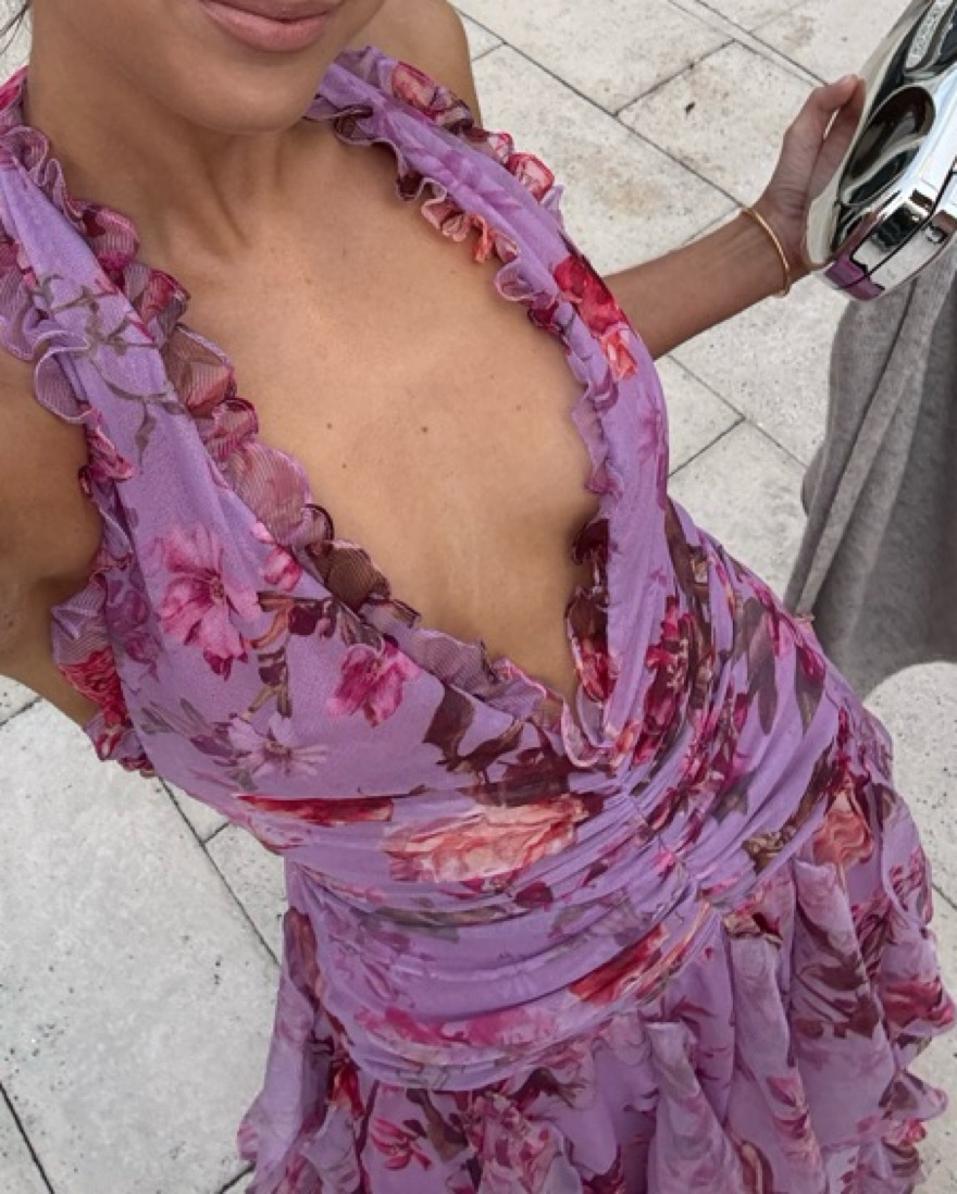 Patbo FLORAL HAZE STRETCH TULLE MAXI | Pickle