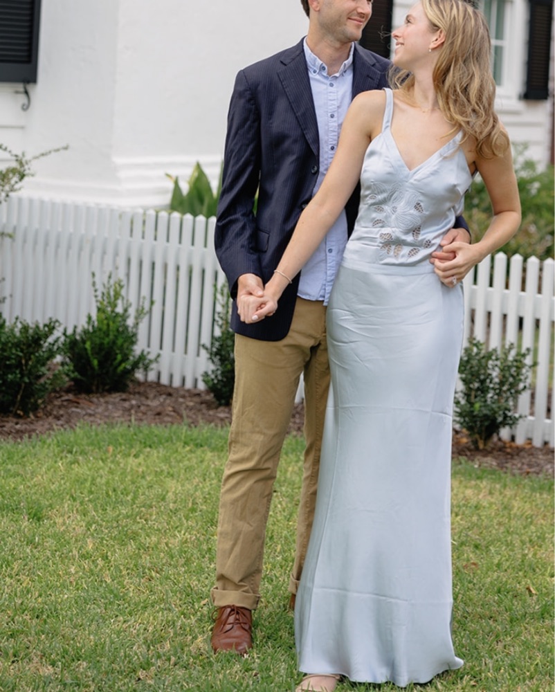 navy blue dress for baby girl $378 BHLDN Reformation Andee Halter Maxi Dress in Light Blue 6 NEW B967 main image 0