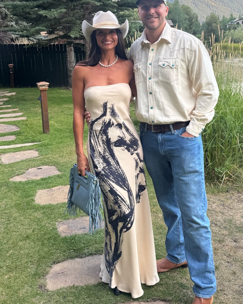 knee length dresses for ladies Light Blue Horse Print Maxi Dress main image 0