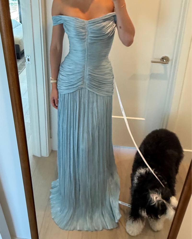 marmar halim evening dresses Strapless Silk Georgette Pleated Dress Ivory / 44 / Silk Georgette