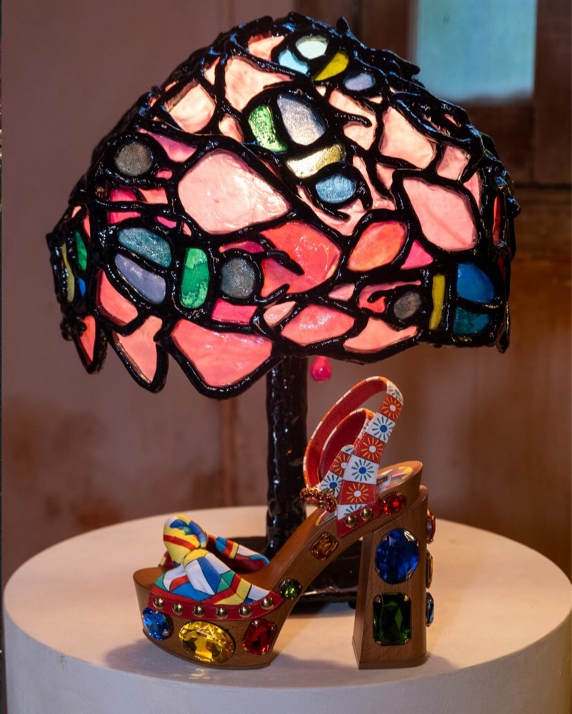 Dolce & Gabbana - Carreto Print Gem Heel by Dolce Gabbana - Pickle
