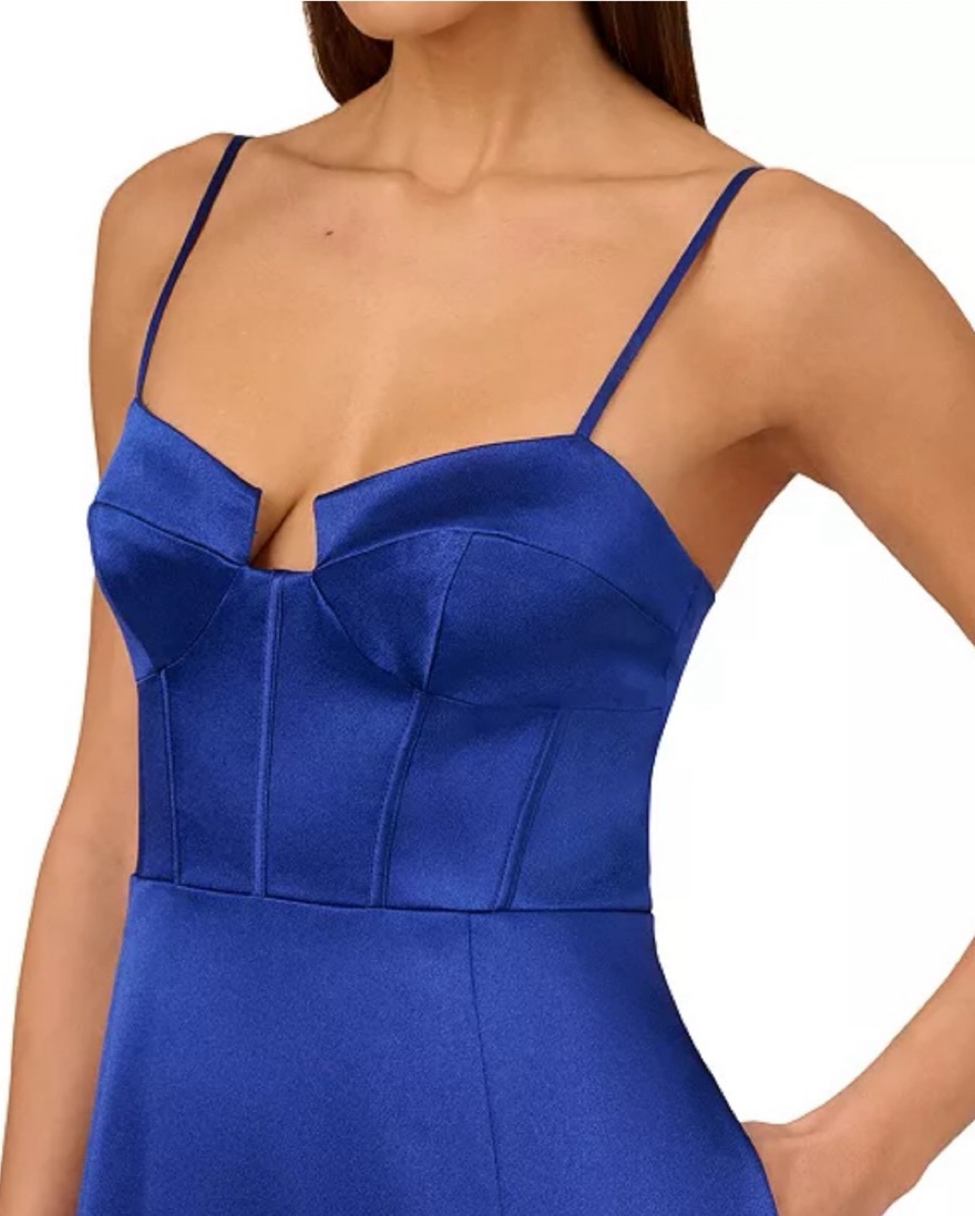 blue a line midi dress Ever-Pretty Elegant Pleated Chiffon Midi Semi Semi Formal Dress with Ruffled Sleeves Occasion Dress