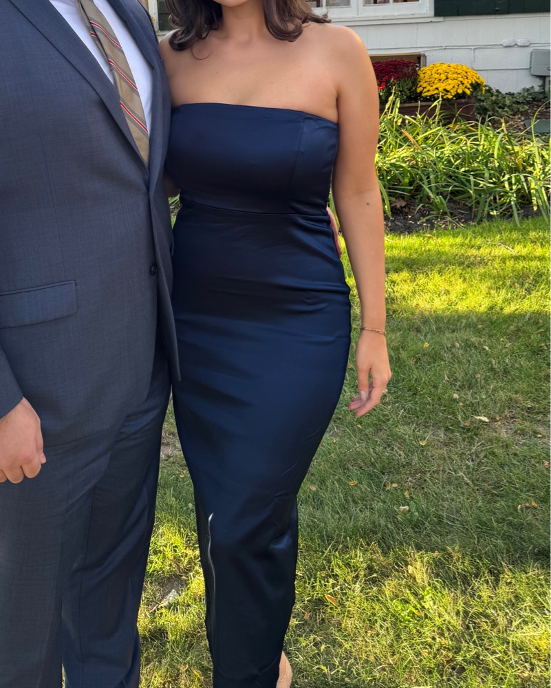navy blue satin midi dress Lady Black Tie - Tamera Satin Maxi Dress - Navy main image 0