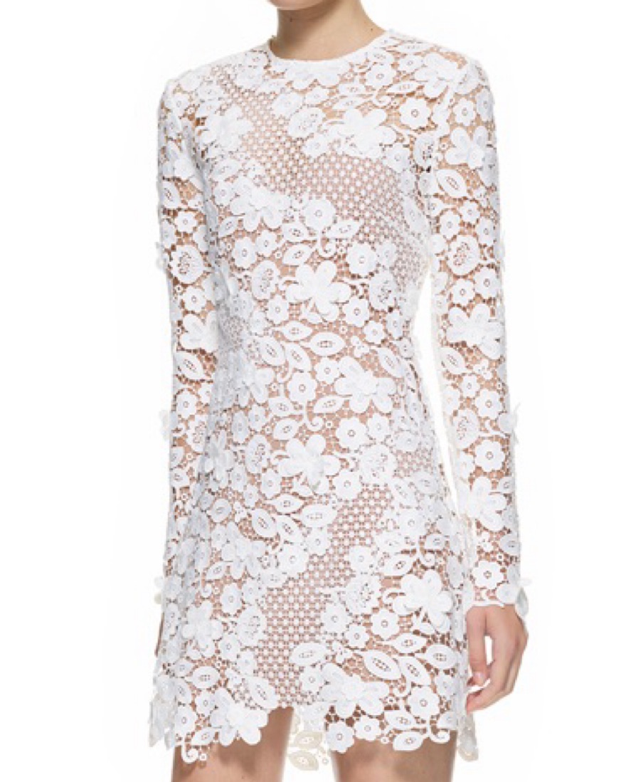 self portrait 3d floral lace mini dress white self-portrait - White Flower Lace Midi Dress