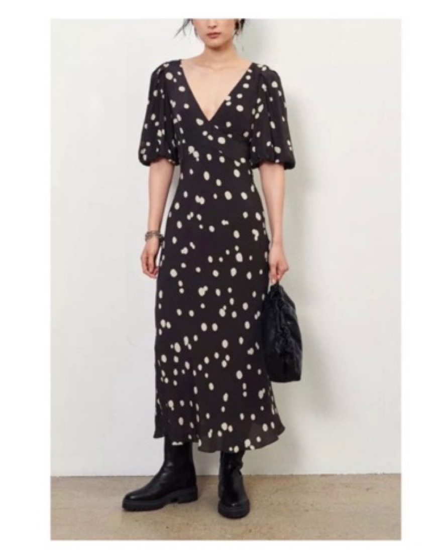【BAON】25SS★ [BAONHAUS] Comne Banding Color Dot Midi SK BAON】25SS☆ [BAONHAUS] Comne Banding Color Dot Midi SK BAON