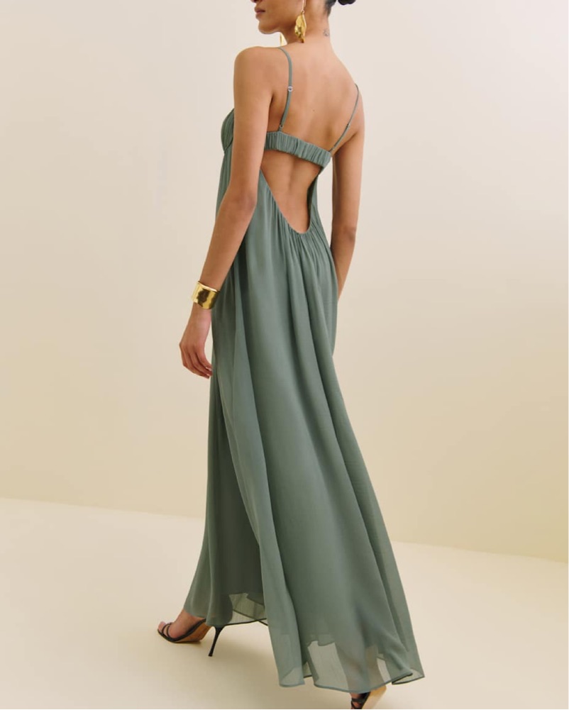 reformation moss linen dress Reformation Cebba Dress In Moss by Reformation