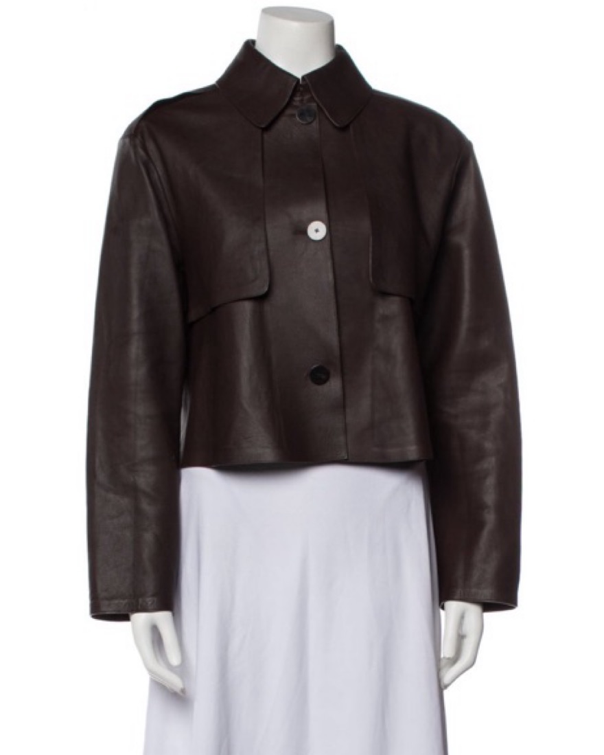 Theory Cropped Leather Trench Coat by Theory - Pickle