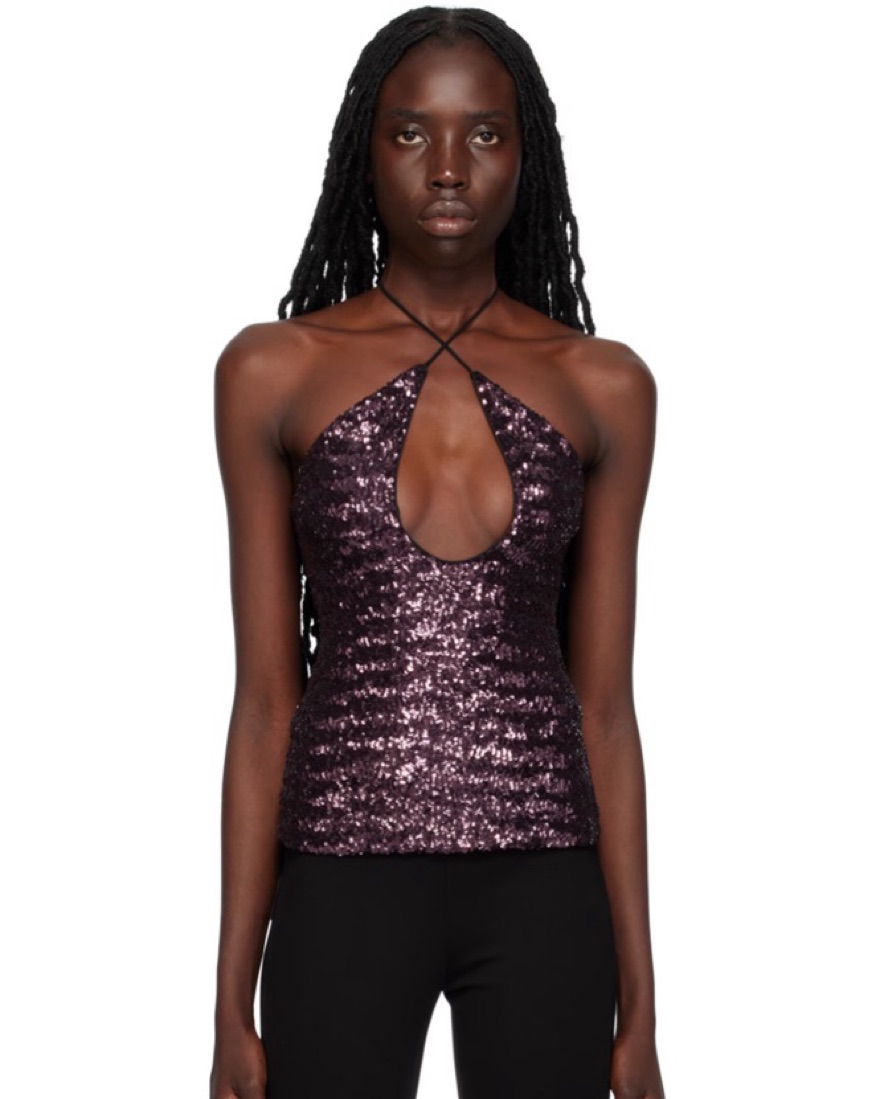 THE ATTICO 売れ筋商品|||ジ アティコ Tシャツ トップス レディース Tops Purple The Attico Sequin Alix Top | Pickle
