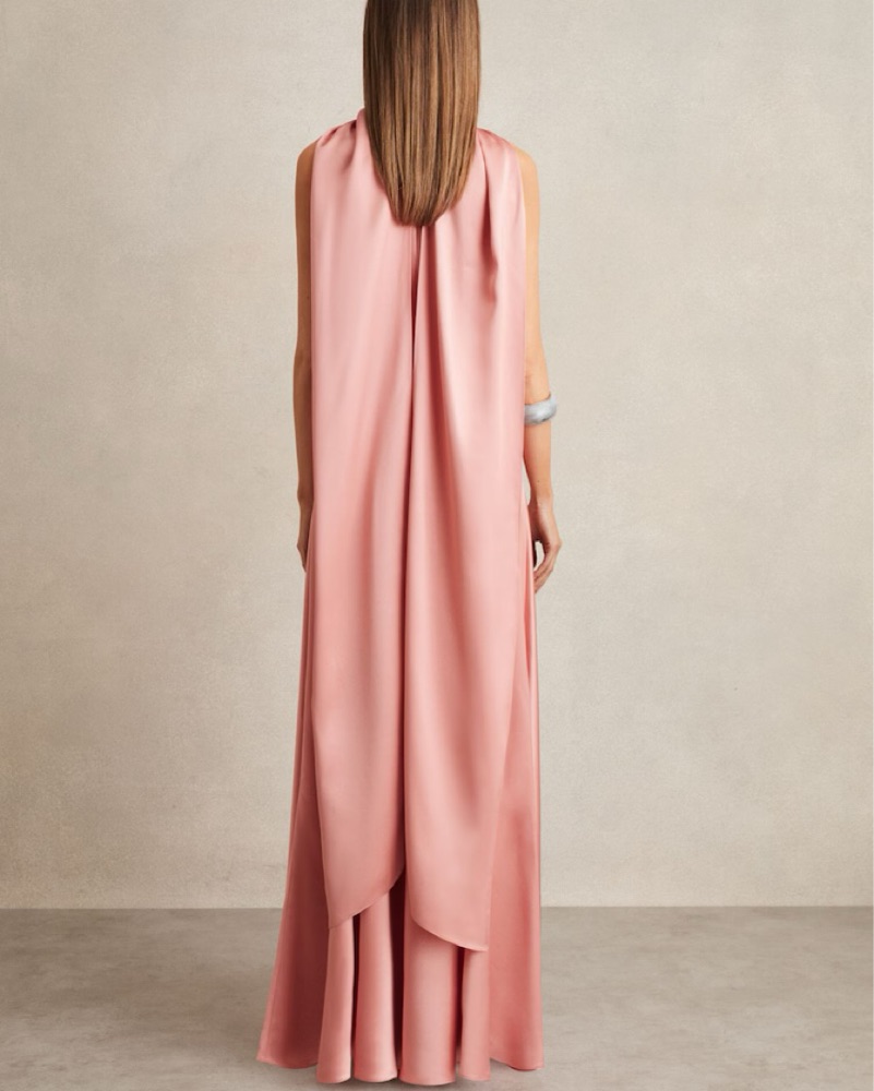 【海外限定】REISSドレス☆Pink Fae Satin Cape Maxi Dress Reiss FAE SATIN CAPE MAXI DRESS IN PINK | Pickle