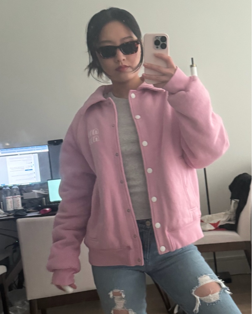 Miu Miu Pink Cotton Collared Jacket Sz S by Miu Miu - Pickle