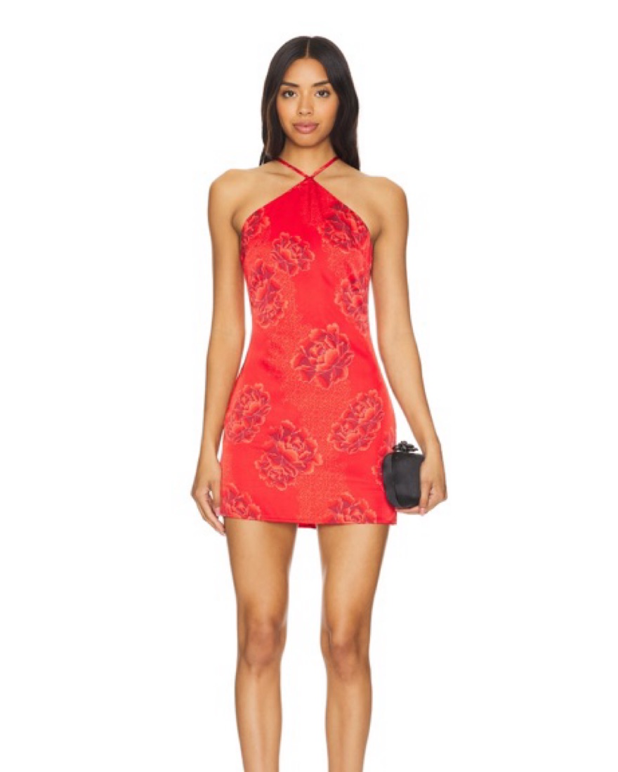 genelle keyhole mini dress in red Miss Circle Peyton Ruby Plunging Halter Keyhole Mini Dress XXS