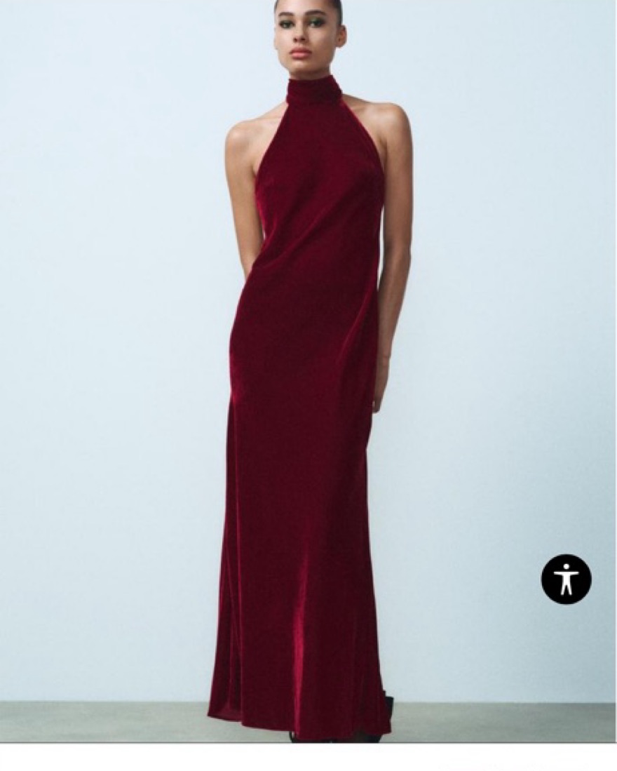 Zara Red Velvet Halter Dress by Zara - Pickle