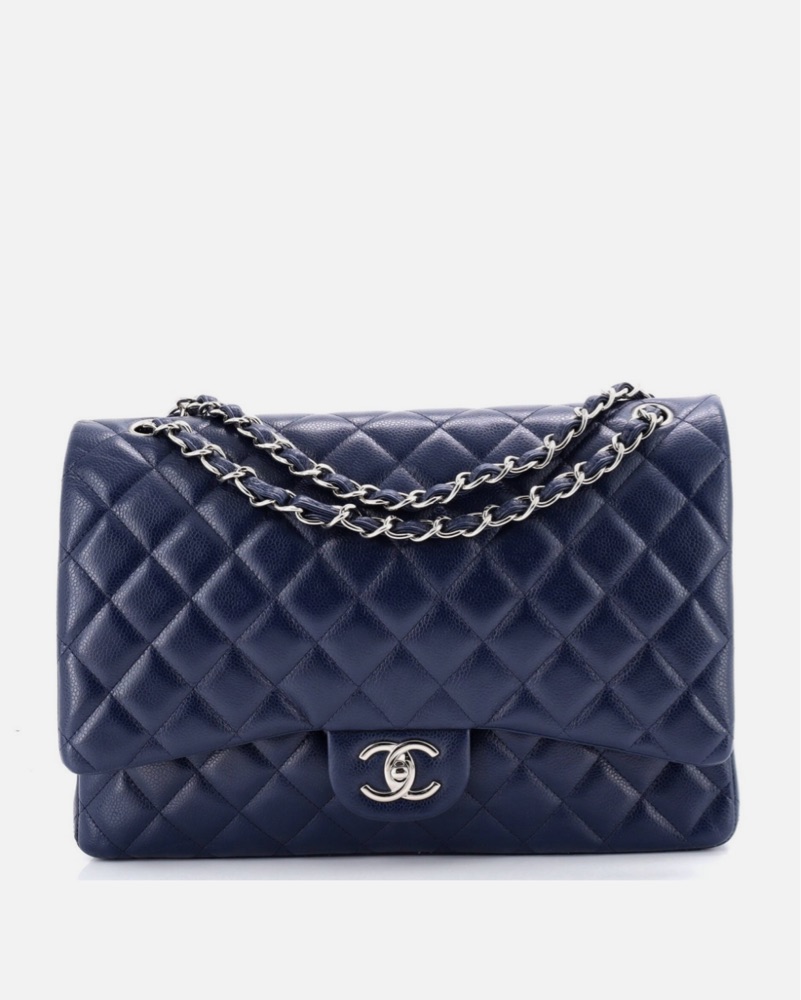 CHANEL ネイビー 保存袋付き Large Navy Chanel Flap Bag by Chanel - Pickle