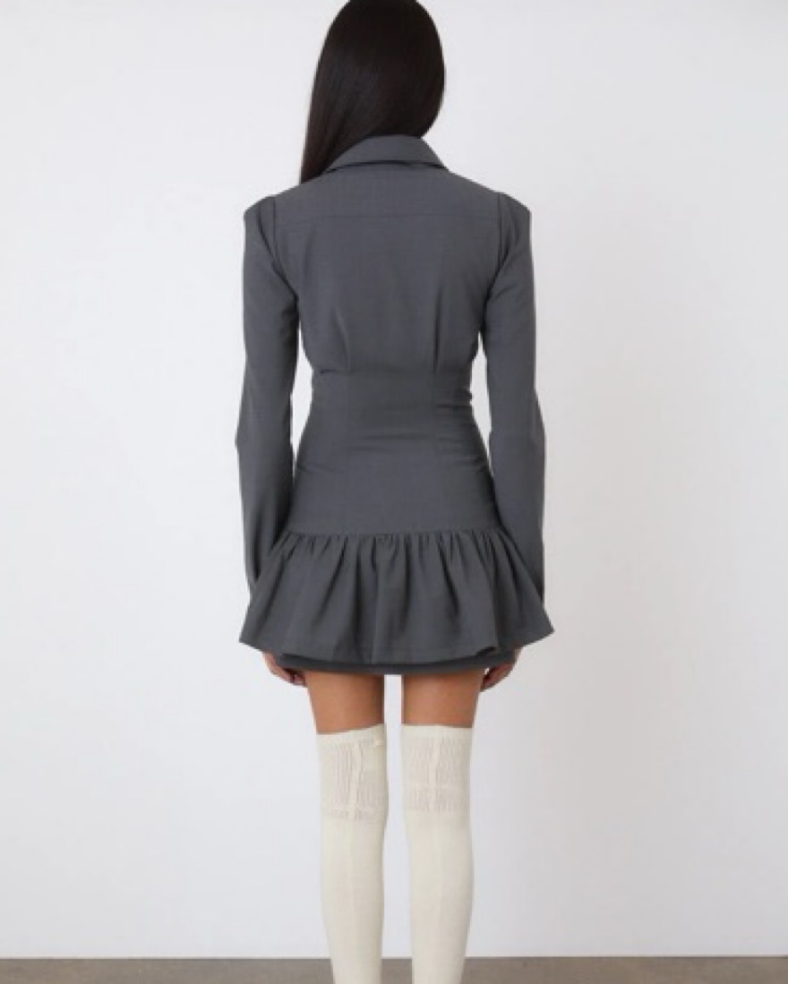 vintage grey lace dress Thrse Belted Waist Blazer