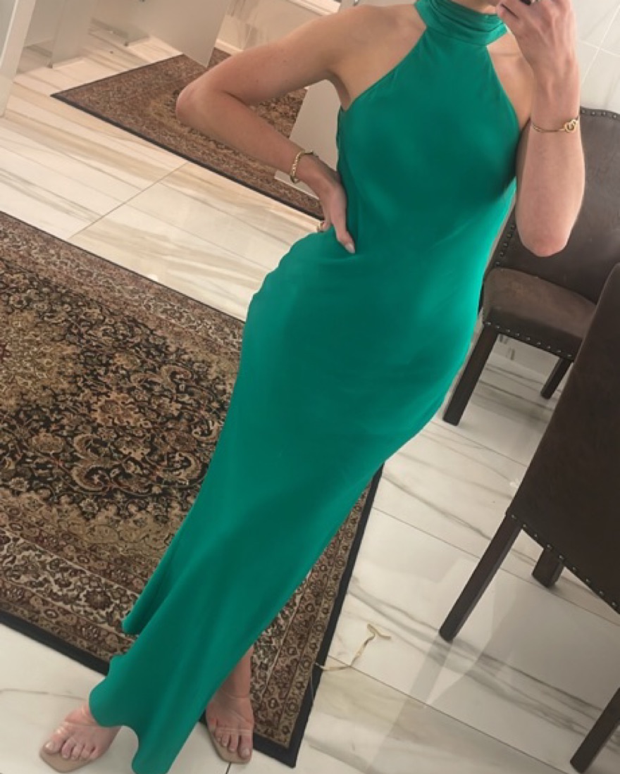 Meshki Green Claire Satin Maxi Dress by Meshki - Pickle