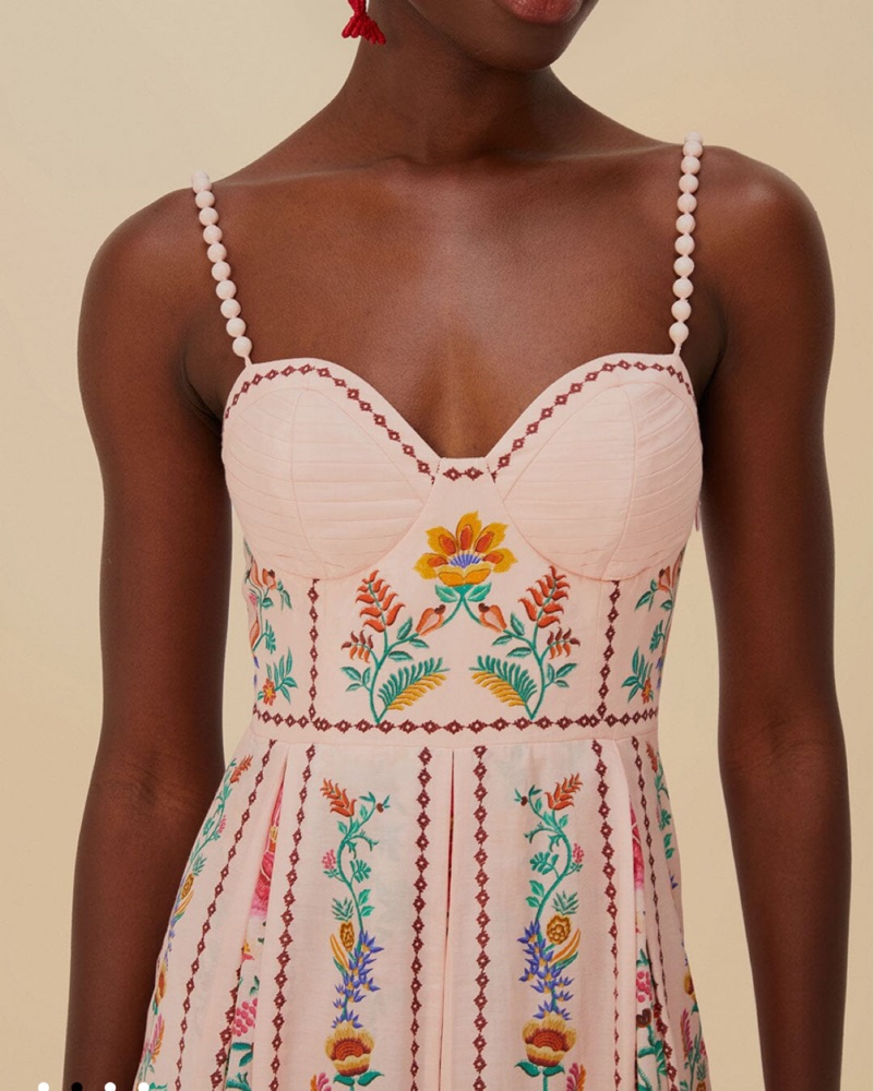 how to dress cute for fall Farm Rio Off-White Coast Stars 3d Bodice Lenzing Ecovero Euroflax Maxi Dress, Coast Stars Off-White / XS