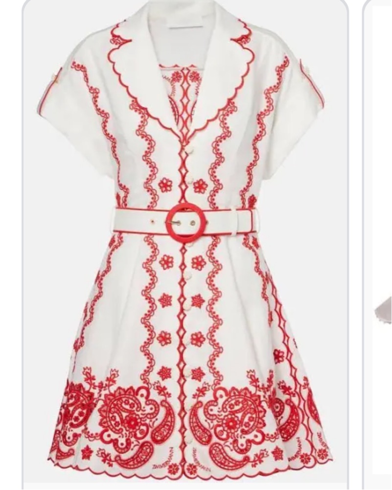 red and white embroidered dress Very Elegant Half Embroidered White and Red Dress 42/(L) main image 0