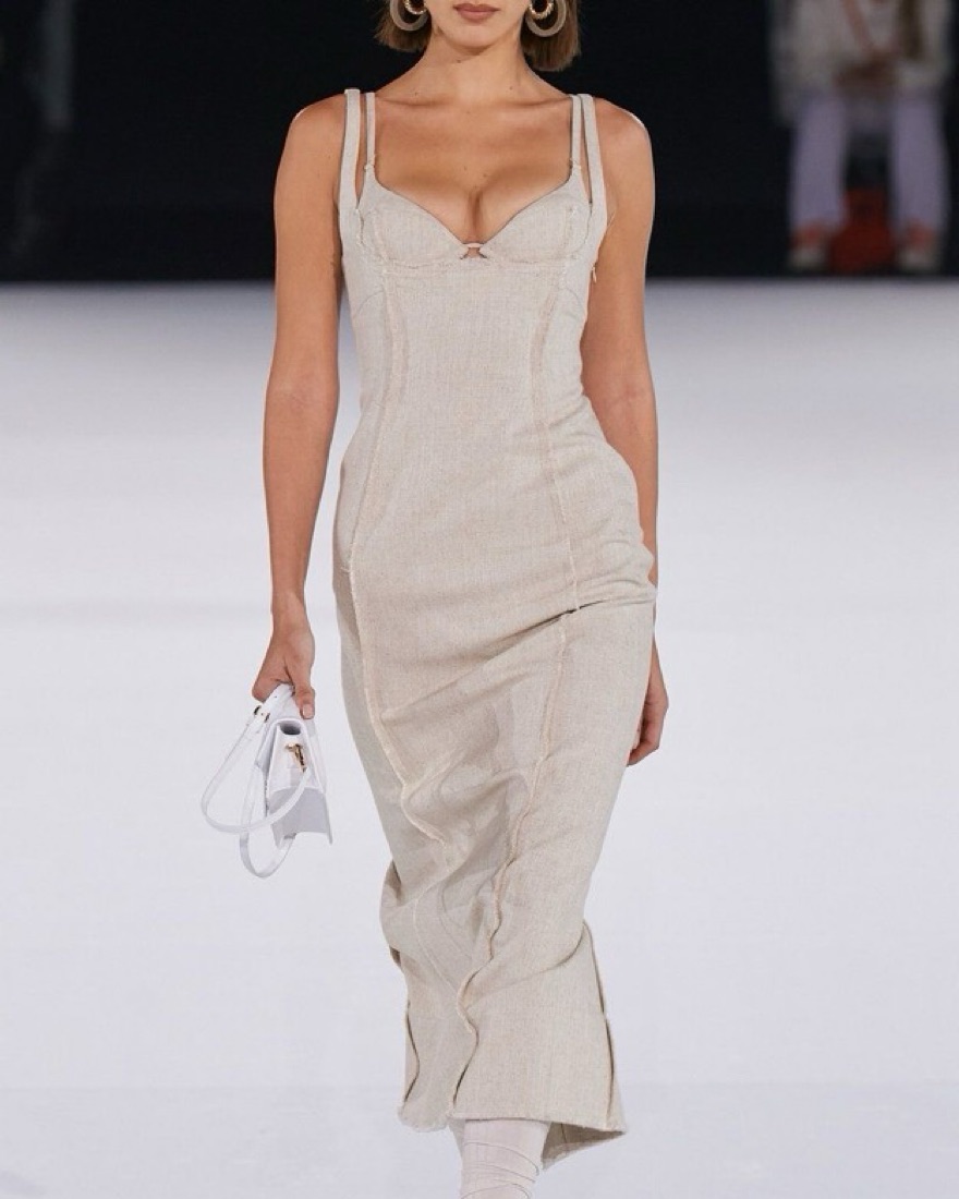 cheap linen dresses online A-line Linen Dress CHILOE in Natural Melange