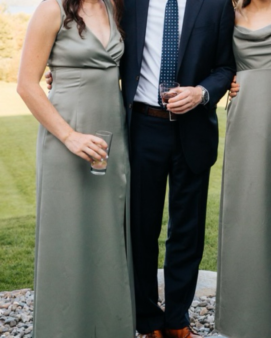 BHLDN Sage Green Satin Dress by Anthropologie - Pickle