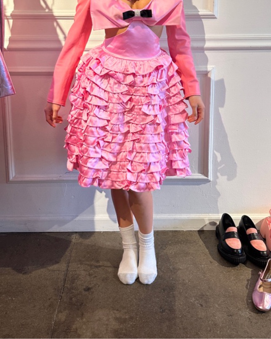 SHUSHU TONG PINK RUFFLE MINI DRESS by SHUSHUTONG - Pickle