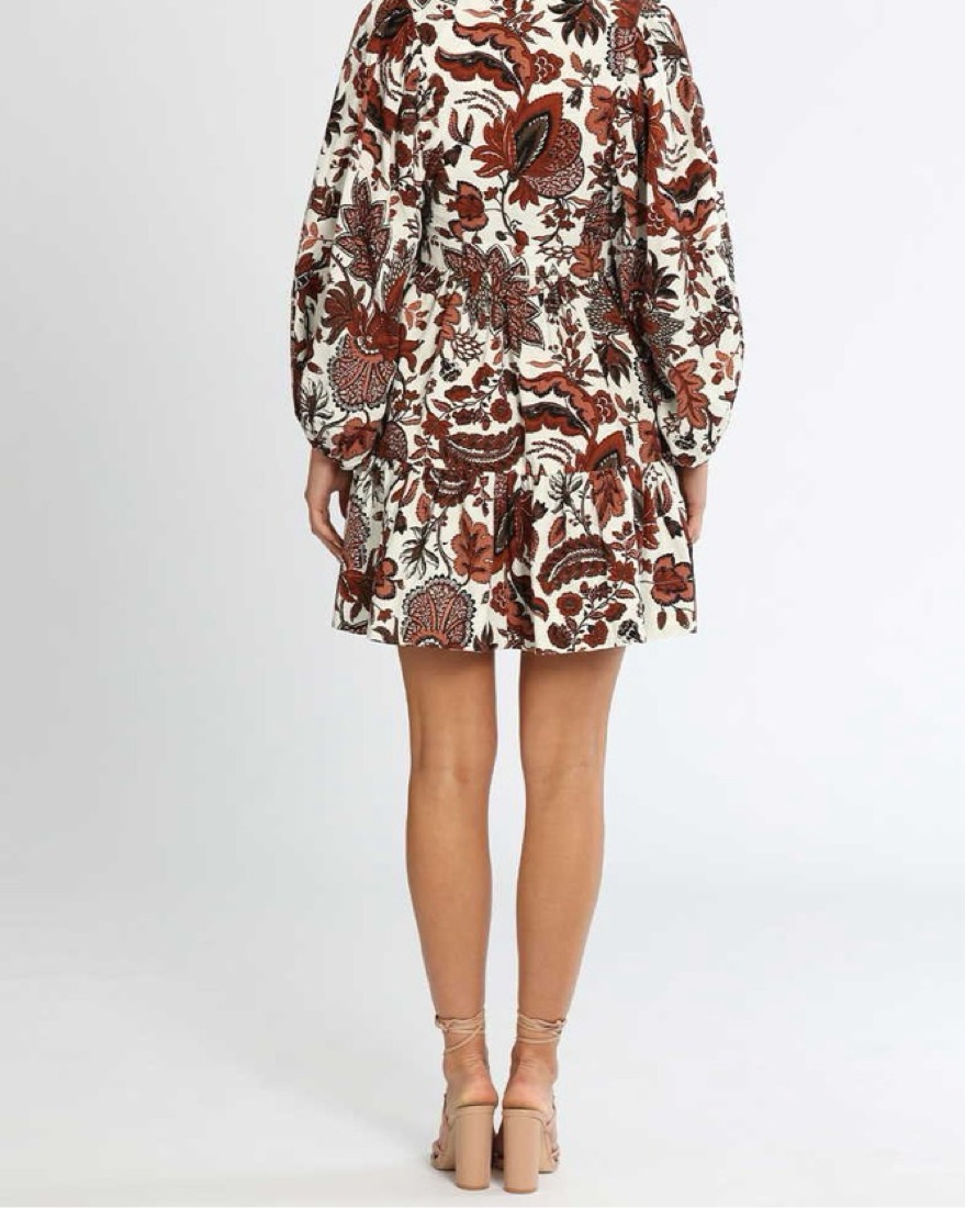 shona joy brown floral dress We found a dress we will be wearing on repeat this season. Introducing the  Lilou Ruffle Midi Dress...a subtle floral print with gorgeous feminine  ruffles. Find this @shonajoy new release at @davidjonesstore